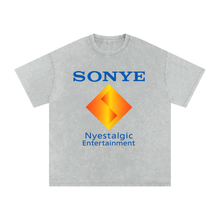 Load image into Gallery viewer, 🕹️ Sonye Vol. 2 – Nyestalgic Entertainment Global Corporation Series) Acid Wash Oversize T (PlayStation Grey)